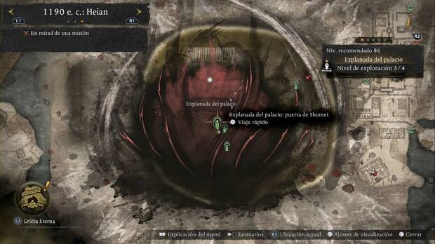 Nioh 3 - Ciudad helada, �rbol ardiente: ubicaci�n de la estatua puerta de Shomei en la parte final del Purgatorio