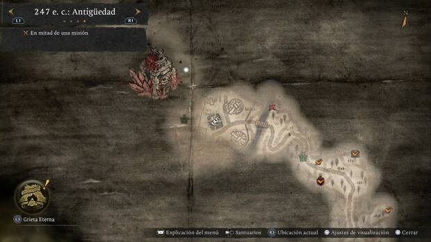 Nioh 3 - La aldea del �rbol Espiritual, ubicaci�n de la casa en el cruce inicial de la aldea del bosque donde se encuentra una de las amritas