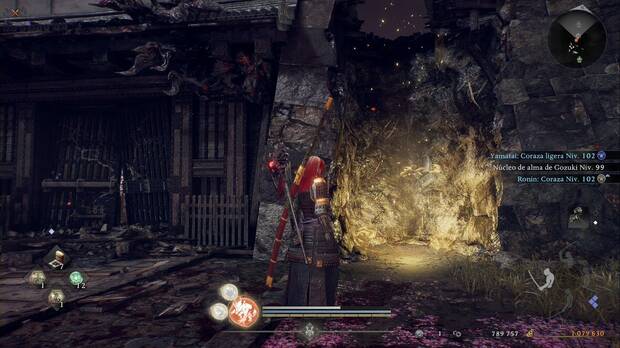 Nioh 3 - Luz de esperanza, veta espiritual de la pared norte del muro donde te separas de Munenori y Hanzo