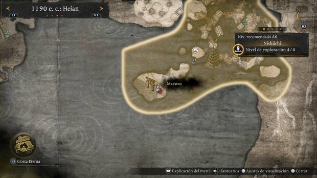 Nioh 3 - Maestros, ubicaci�n de Yoichi Nasu en la isla m�s al suroeste de Nishiichi
