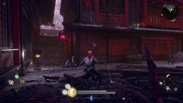 Nioh 3 - El dulce sonido de las cuerdas, ubicaci�n del Kodama del tejadillo en el callej�n del arrepticio Paraguas de Karakasa de Shimabara