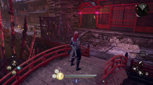 Nioh 3 - El dulce sonido de las cuerdas, puerta del edificio de la zona sudeste de la calle principal de Shimabara, que puede abrirse para continuar explorando la zona