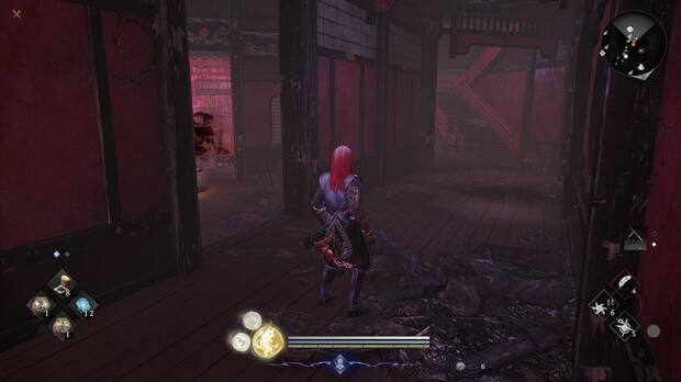 Nioh 3 - El dulce sonido de las cuerdas, pasillo de la zona suroeste del edificio norte de Shimabara