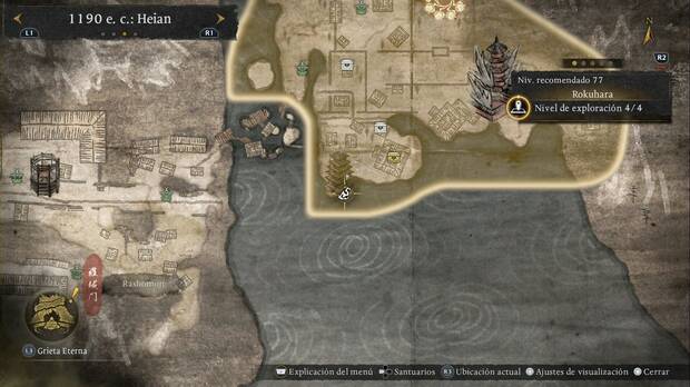 Nioh 3 - Amrita en Rokuhara, ubicaci�n de la amrita de la pagoda en la zona suroested de la parte m�s al sur de Rokuhara