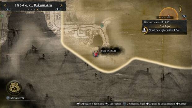 Nioh 3 - Bases enemigas, ubicaci�n de la base enemiga del suroeste de Shichijo