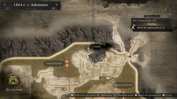 Nioh 3 - Chijiko de Shichijo, ubicaci�n del chijiko que vuela por la grieta nordeste de la regi�n