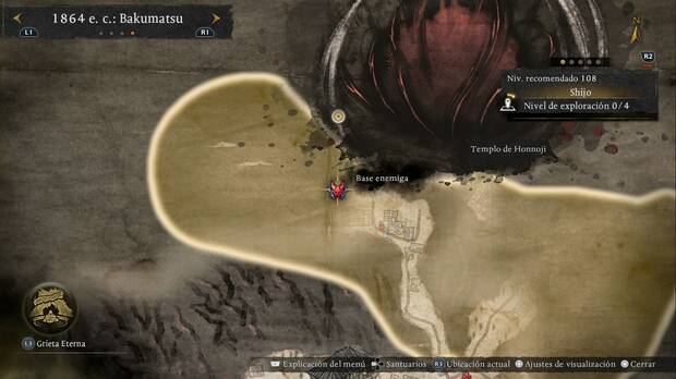 Nioh 3 - Bases enemigas de Shijo, ubicaci�n de la base de la zona noroeste