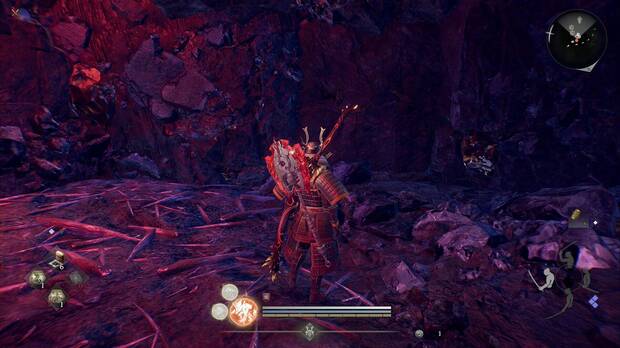 Nioh 3 - Templo maldito, nurikabe en la zona de los pinchos y el Wanyudo tras la emboscada del Konakijiji