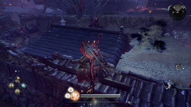 Nioh 3 - Templo maldito, Oni carcelero subido a un tejado tras la primera sierra m�vil