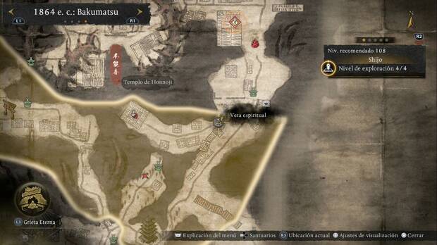 Nioh 3 - Vetas espirituales de Shijo, ubicaci�n de la veta de balanceo que permite llegar al Maestro de la regi�n