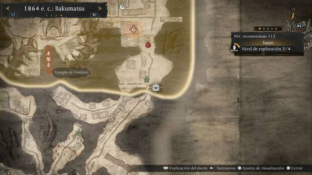 Nioh 3 - Cofres en Sanjo, ubicación del cofre del Cruce de Kawaramachi