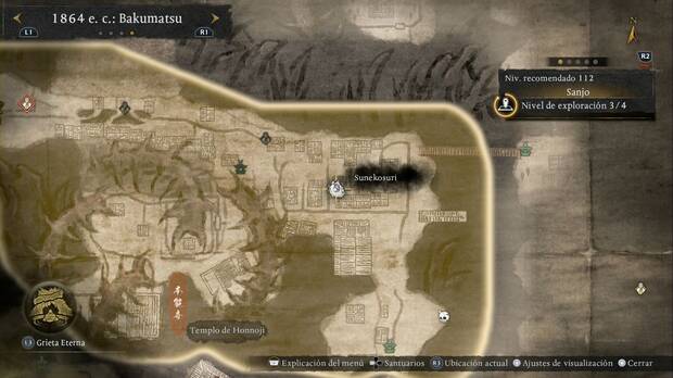 Nioh 3 - Sunekosuri de Sanjo, ubicaci�n del sunekosuri de la aldea del nordeste