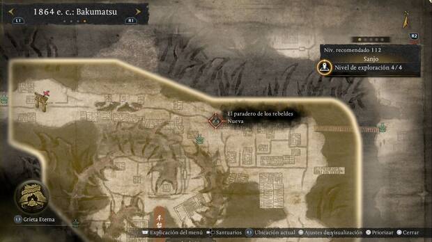 Nioh 3 - Misiones secundarias de 1864, ubicaci�n del esp�ritu que permite activar El paradero de los rebeldes