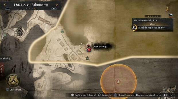 Nioh 3 - Bases enemigas de Gion, ubicaci�n del Reino Oscuro del suroeste