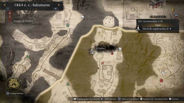 Nioh 3 - Chijiko de Gion, ubicaci�n del chijiko de los acantilados del noroeste de la regi�n