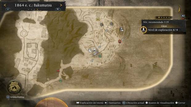 Nioh 3 - Amritas de Gion, ubicaci�n de las amritas junto a la Arboleda del caminoo al santuario