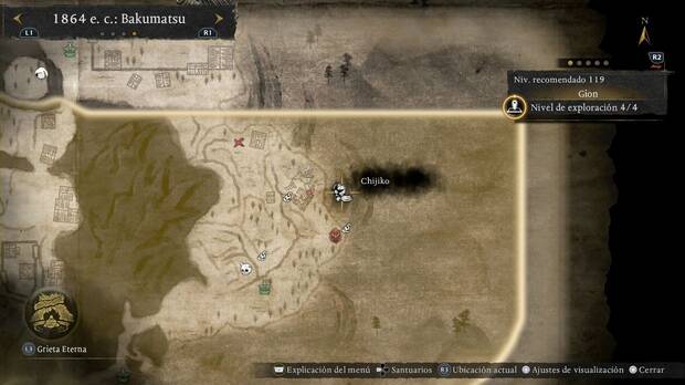 Nioh 3 - Chijiko en Gion, ubicaci�n del chijiko de la zona nordeste, al este de la pagoda de la zona alta