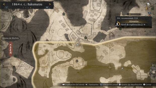 Nioh 3 - Amrita de Kiyomizu, ubicaci�n de la amrita del patio en la zona norte de la regi�n