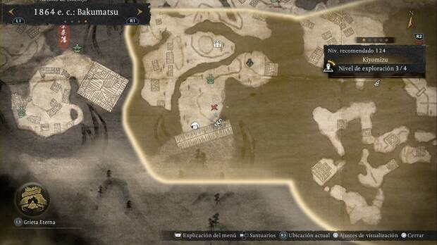 Nioh 3 - Amrita de Kiyomizu, ubicaci�n de la amrita tras el Purgatorio menor de la esquina suroeste