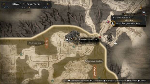 Nioh 3 - Misiones secundarias de 1864, Katana incomparable, ubicaci�n del marcador donde comenzar la misi�n