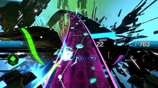Amplitude es un juego de ritmo hipnótico, por la música y la estética.