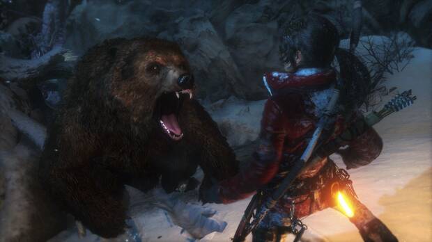 La caza ahora es más elaborada, y tenemos animales mucho más peligrosos a los que enfrentarnos, una tradición de los primeros 'Tomb Raider'.