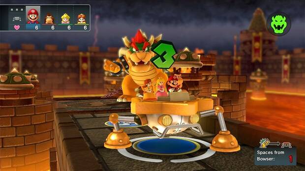 El jugador que controla a Bowser tiene que seguir incansablemente por el tablero al resto de jugadores.