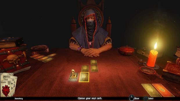 Esta ser� la pantalla que veremos durante gran parte del tiempo en �Hand of Fate�. Nuestro rival, nos ir� barajando e interponiendo cartas con constantes adversidades que tendremos que superar.
