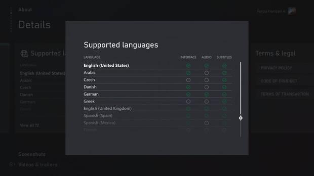 Xbox y las etiquetas de los idiomas