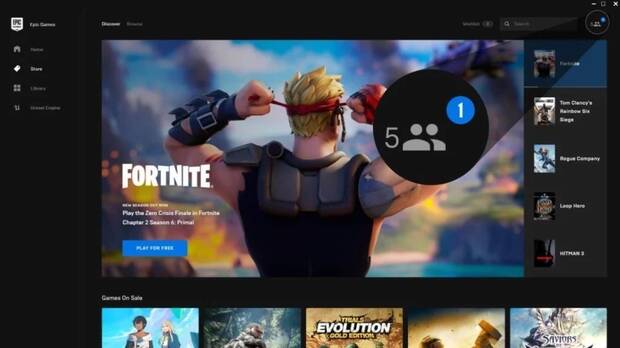 Nuevas funciones sociales de la Epic Games Store