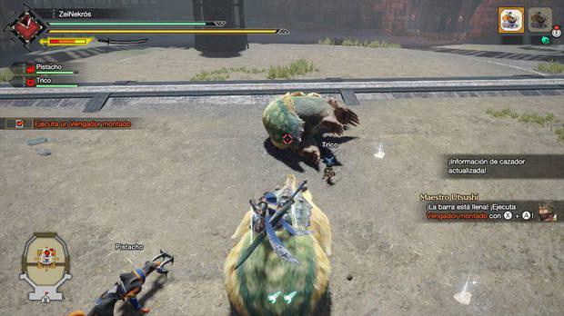 Monster Hunter Rise - Barra de montura wyvern y Vengador montado