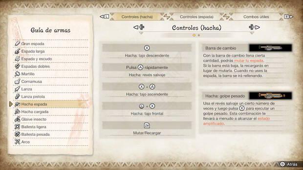 Monster Hunter Rise - Controles del Hacha espada (modo hacha)