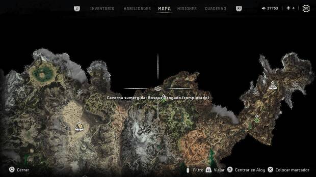 Horizon Forbidden West - Localización de la Caverna sumergida Bosque Azogado