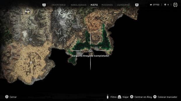 Horizon Forbidden West - Localización de la Caverna sumergida Garganta Anegada