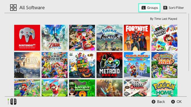 Carpetas en el nuevo firmware de Nintendo Switch 14.0.0