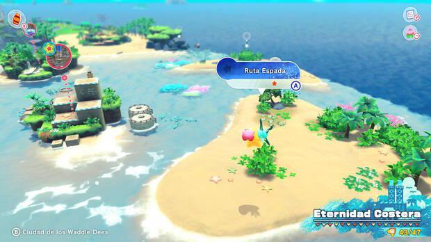 Kirby y la tierra olvidada - Ruta del tesoro de Eternidad Costera: Ruta Espada