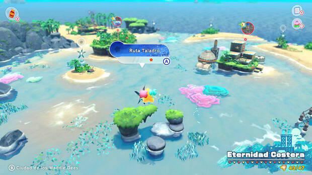 Kirby y la tierra olvidada - Ruta del tesoro de Eternidad Costera: Ruta Taladro
