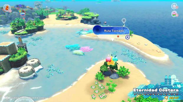 Kirby y la tierra olvidada - Ruta del tesoro de Eternidad Costera: Ruta Tornado