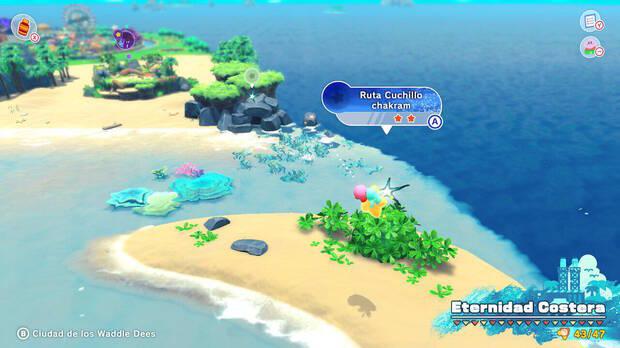 Kirby y la tierra olvidada - Ruta del tesoro de Eternidad Costera: Ruta Cuchillo chakram