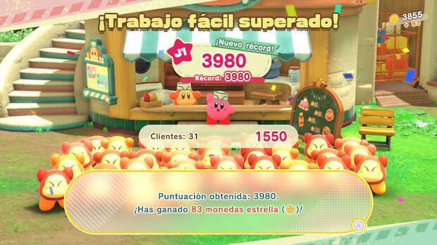 Kirby y la tierra olvidada - Trabajar en la cafetería para ganar monedas