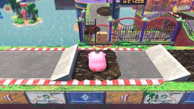 Kirby y la tierra olvidada - Circuito de Carreras: Segundo atajo de cajas de cartón