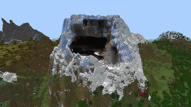 Best Minecraft Seeds - Grande montanha com uma caverna dentro dela