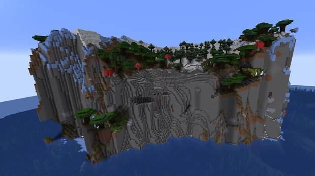 Mejores semillas de Minecraft - Acantilados y cuevas en la isla