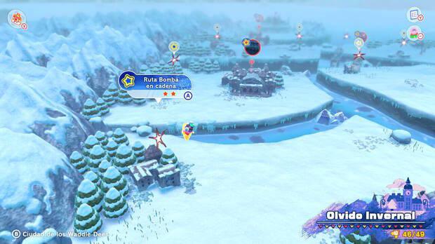 Kirby y la tierra olvidada - Ruta del tesoro de Olvido Invernal: Ruta Bomba en cadena