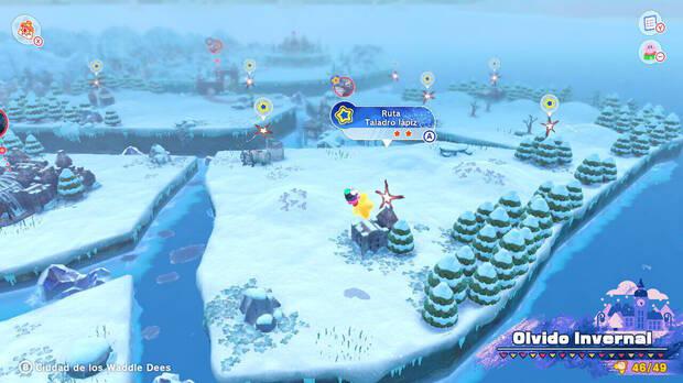 Kirby y la tierra olvidada - Ruta del tesoro de Olvido Invernal: Ruta Taladro lápiz