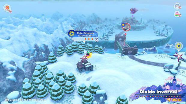 Kirby y la tierra olvidada - Ruta del tesoro de Olvido Invernal: Ruta Catapum ralentizador