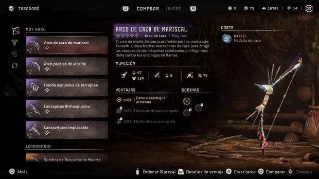 Horizon Forbidden West - Arma Arco de caza de mariscal