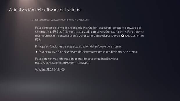 Nuevo firmware PS5 versin 21.02-04-51.00