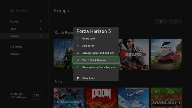 Ya es posible fijar dos juegos en el Quick Resume de Xbox Series X/S.
