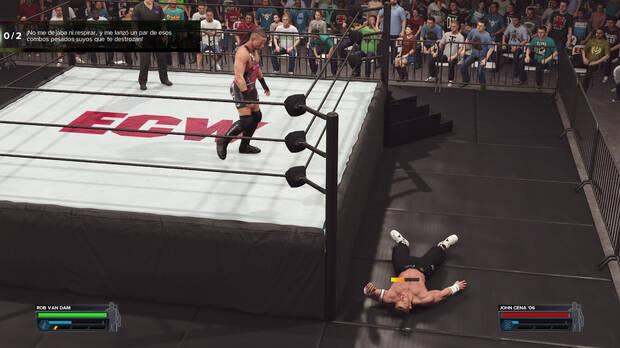 Como siempre tenemos contenido a raudales en modos de juego como el 2K Showcase que repasa la trayectoria en la WWE de John Cena y que es una oda a la historia de este deporte.